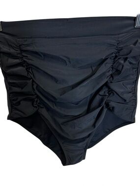 Cocoship women’s ruched bathing suit bottoms black high waisted XL
